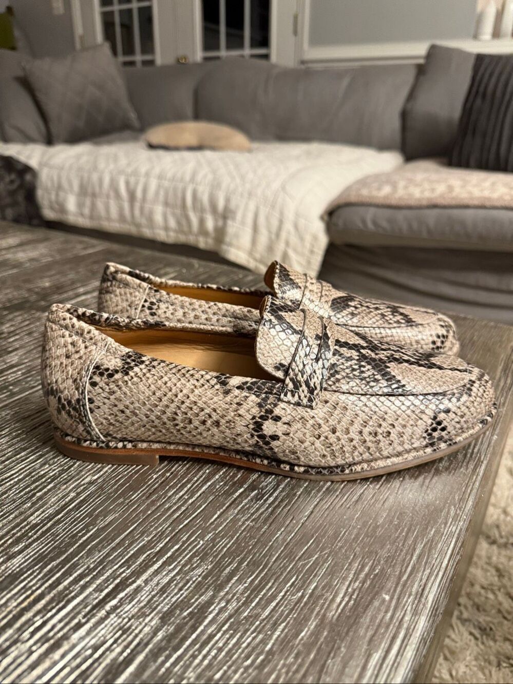 ABEO Strada Snake Print Leather Loafers sz 7.5 NWOT